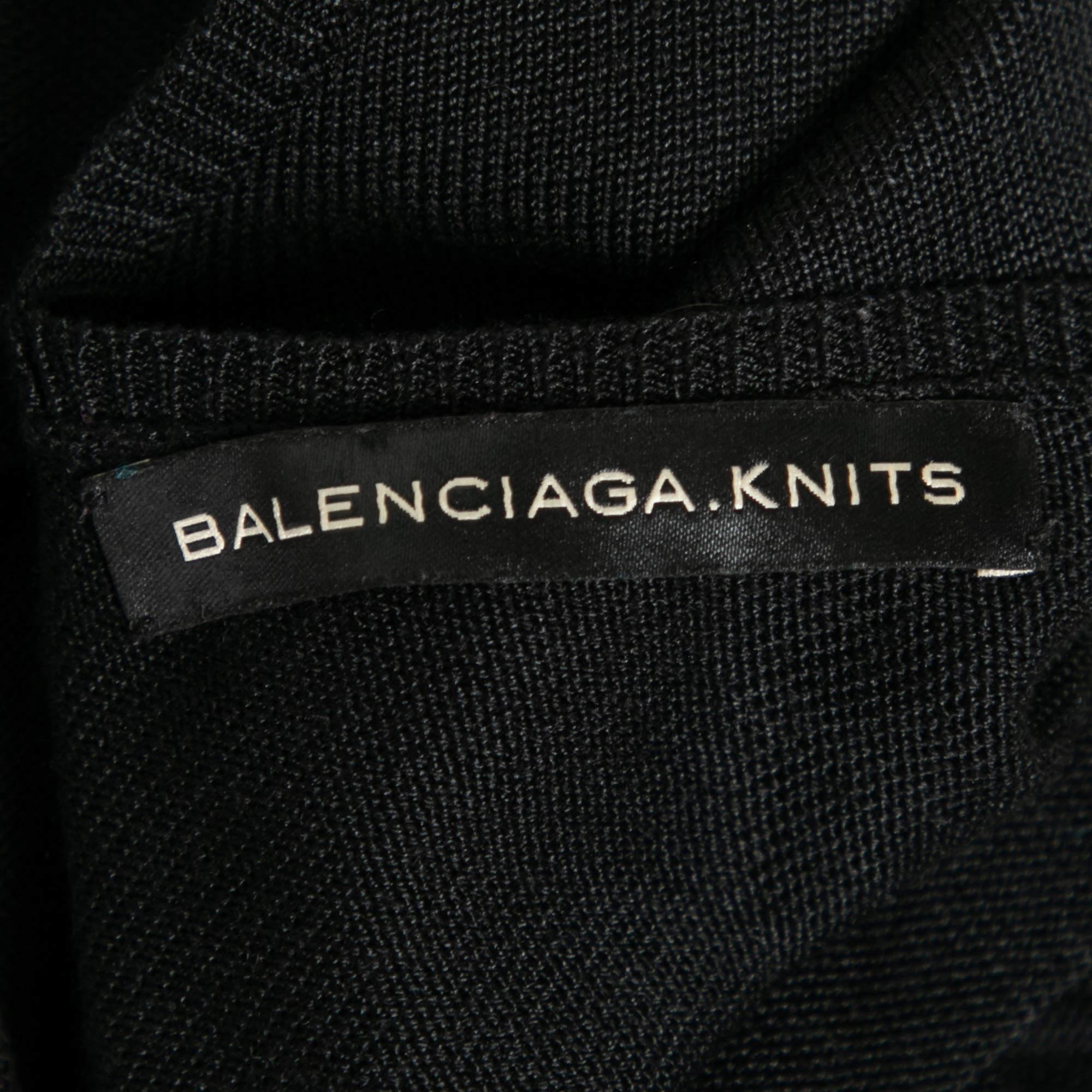 Balenciaga Back Silk Knit Low Back Long Sleeve Dress S In Good Condition For Sale In Dubai, Al Qouz 2