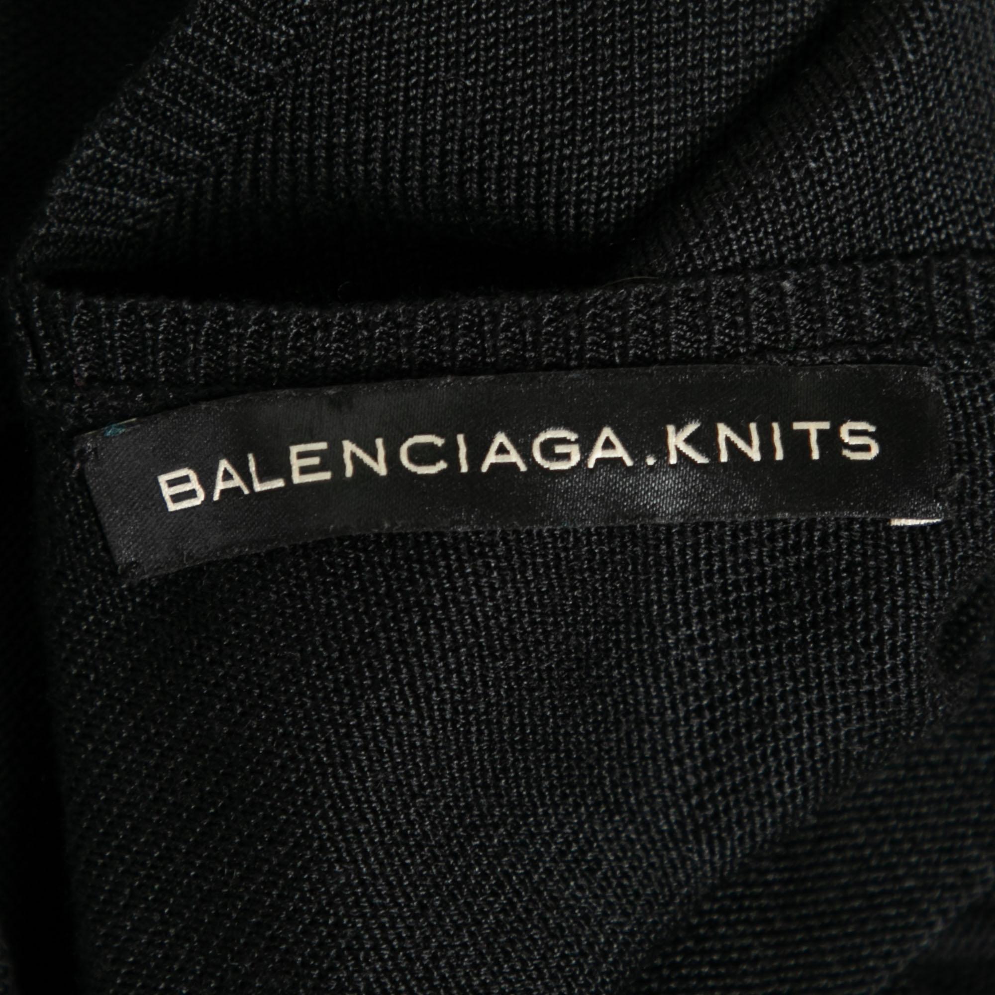 Women's Balenciaga Back Silk Knit Low Back Long Sleeve Dress S For Sale