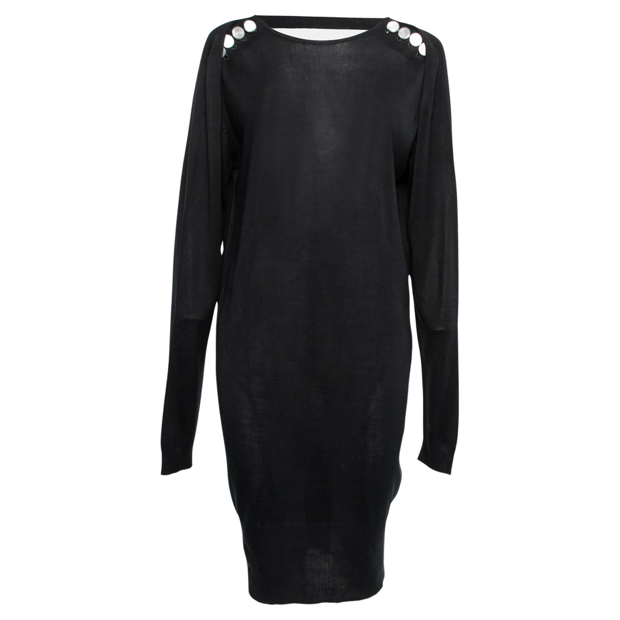 Balenciaga Back Silk Knit Low Back Long Sleeve Dress S For Sale