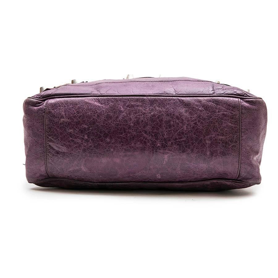 Black Balenciaga Bag in Purple Aged Leather