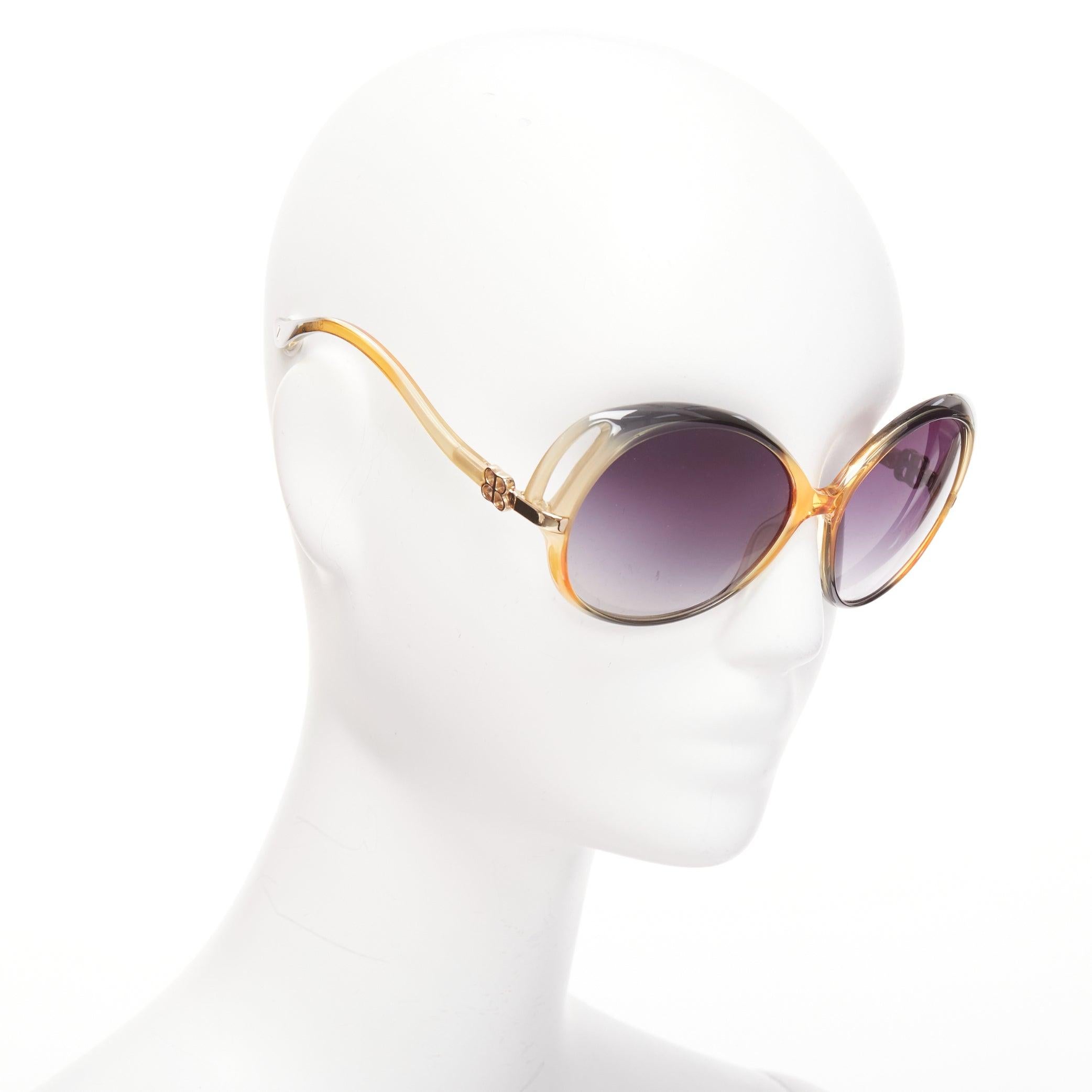 Gray BALENCIAGA BAL0066S green orange BB logo ombre acetate butterfly sunnies For Sale