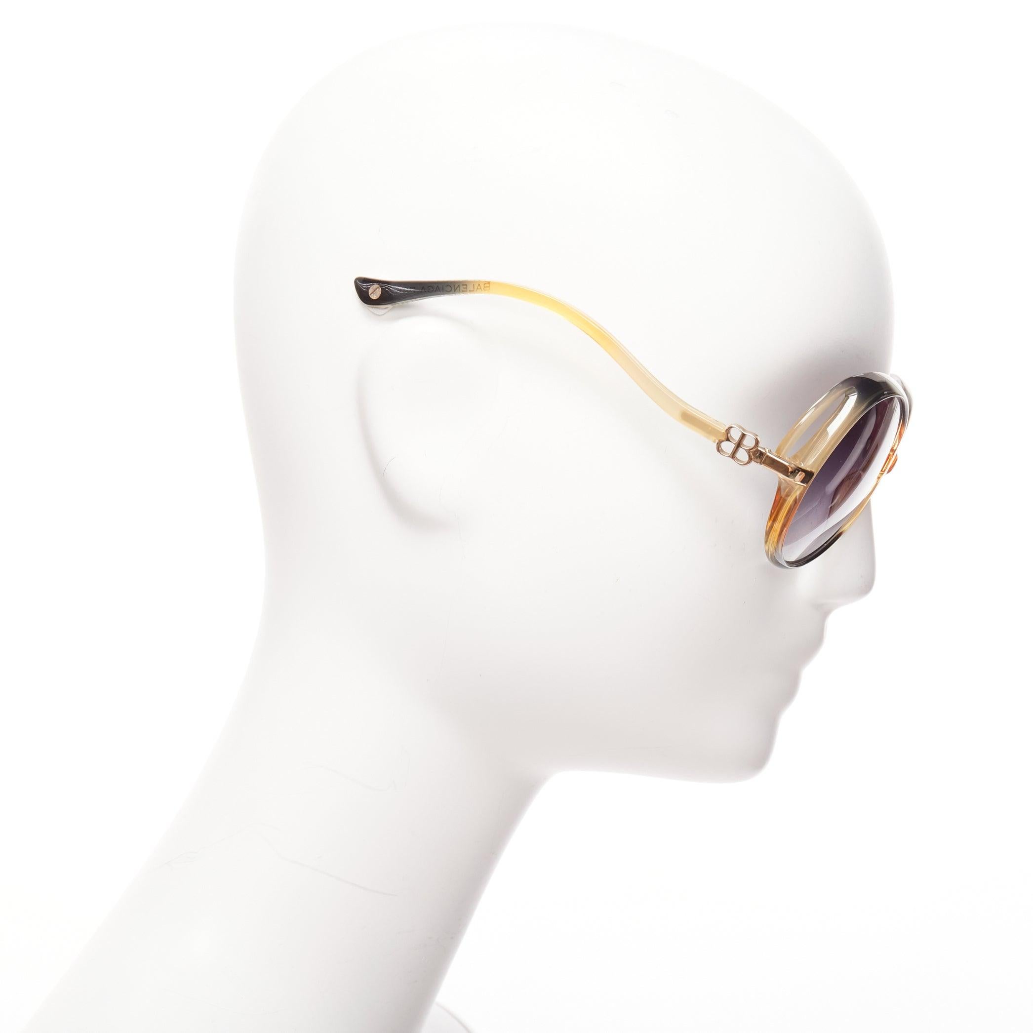 BALENCIAGA BAL0066S green orange BB logo ombre acetate butterfly sunnies In Fair Condition For Sale In Hong Kong, NT