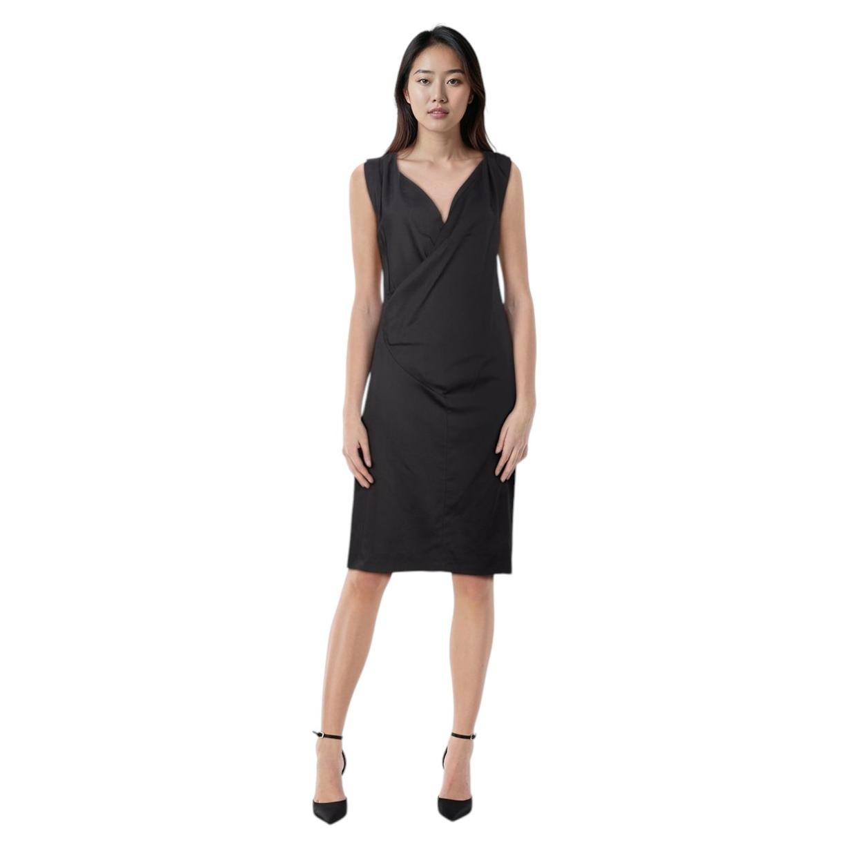 Balenciaga Balenciaga Black Dress Black V Draped Neck Dress Size M