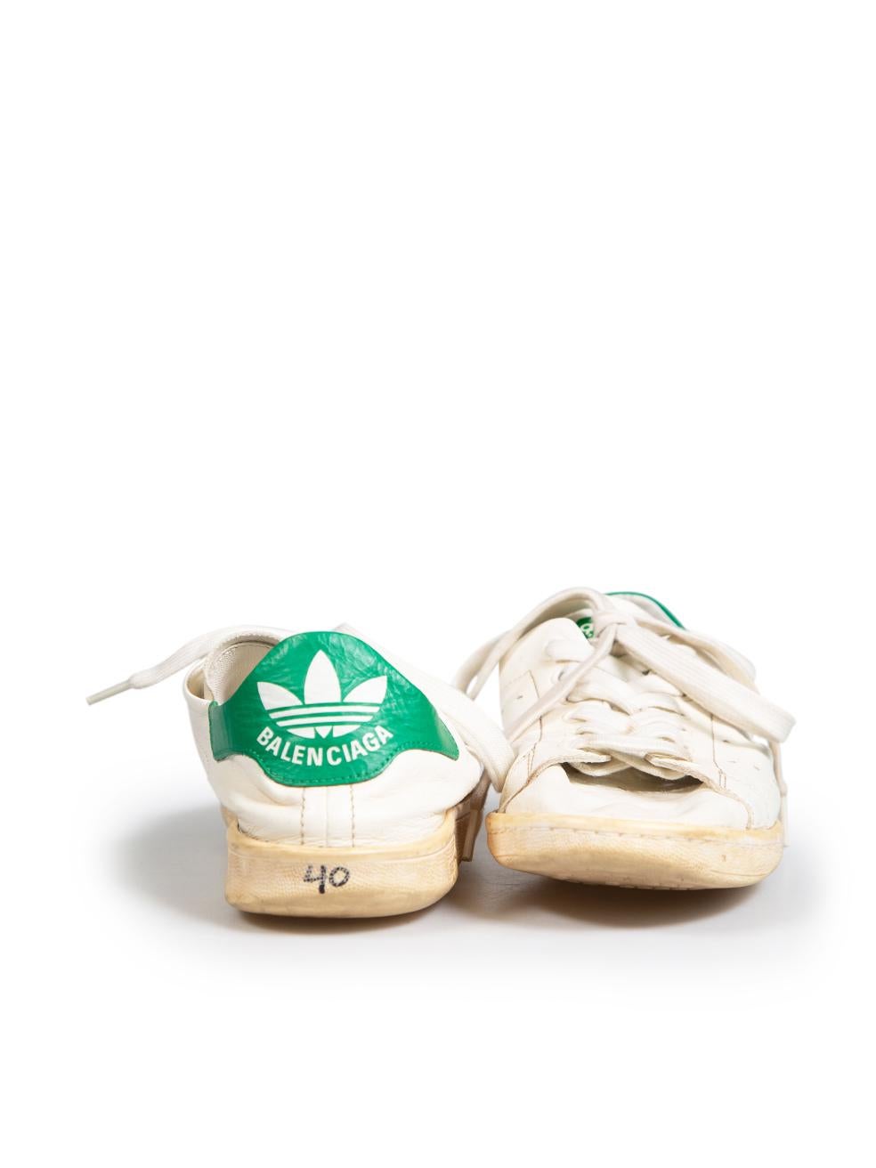 Beige Balenciaga Balenciaga x Adidas Leather Worn Out Stan Smith Trainers Size EU 40