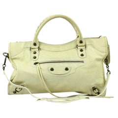 Balenciaga Balsl06 Medium City White Leather Satchel