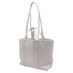 Balenciaga Barbes East West Shopper in White Leather