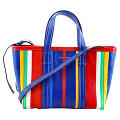 Balenciaga Barbes East-West Shopper Tote Striped Leather Small