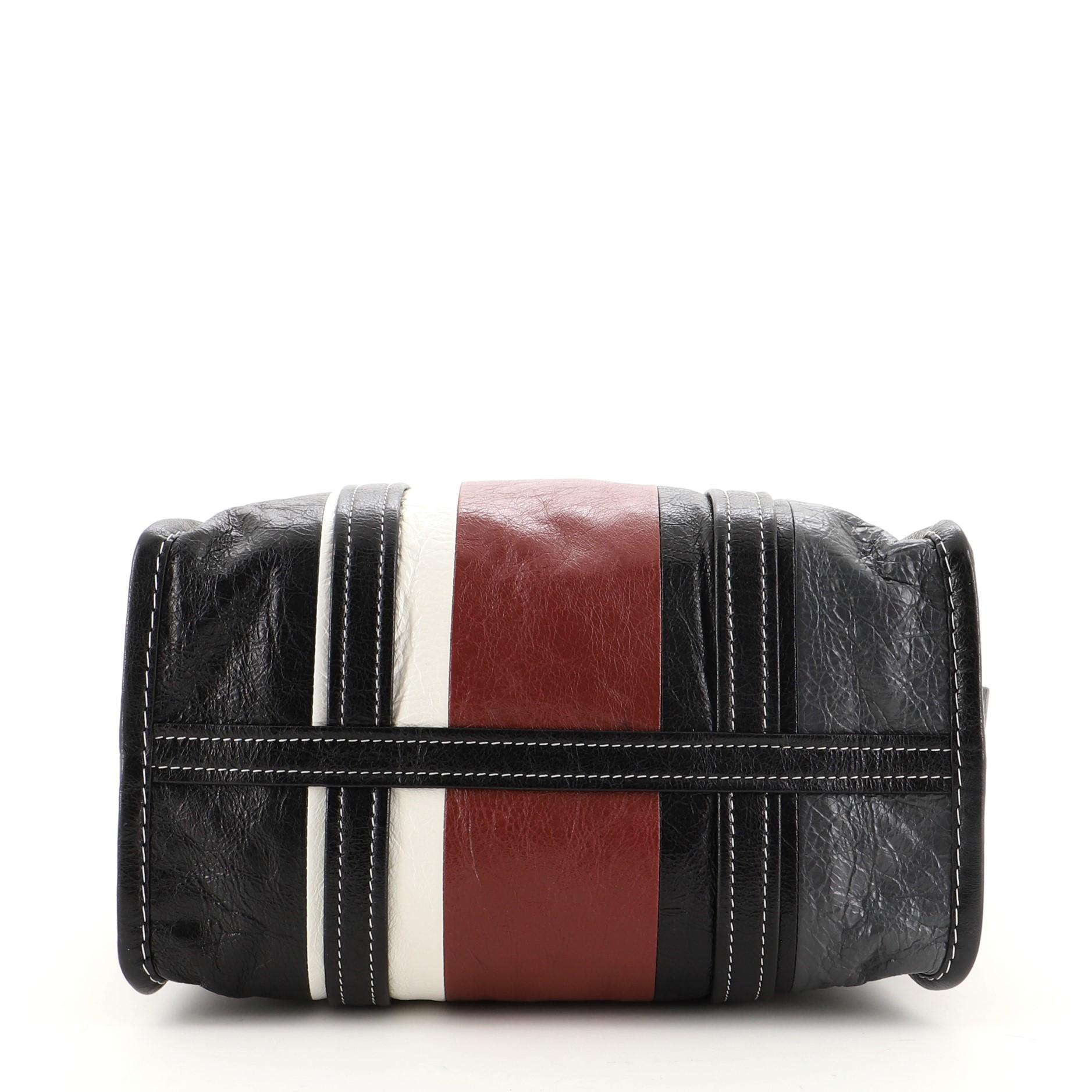 Balenciaga Bazar Convertible Tote Striped Leather Small Black, Multicolor, Red In Good Condition In Irvine, CA