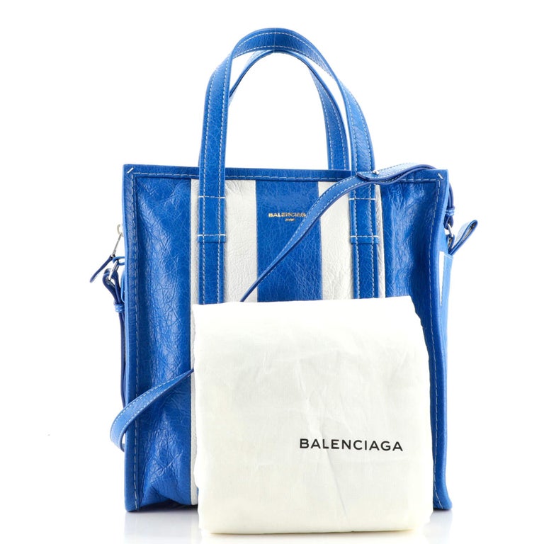 Balenciaga Bazar Convertible Tote Striped Leather Small For Sale at 1stDibs