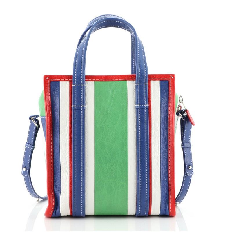 BALENCIAGA Agneau XS Bazar Shopper Tote Blue White 655175 | FASHIONPHILE