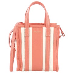 Balenciaga Bazar Convertible Tote Striped Leather XS