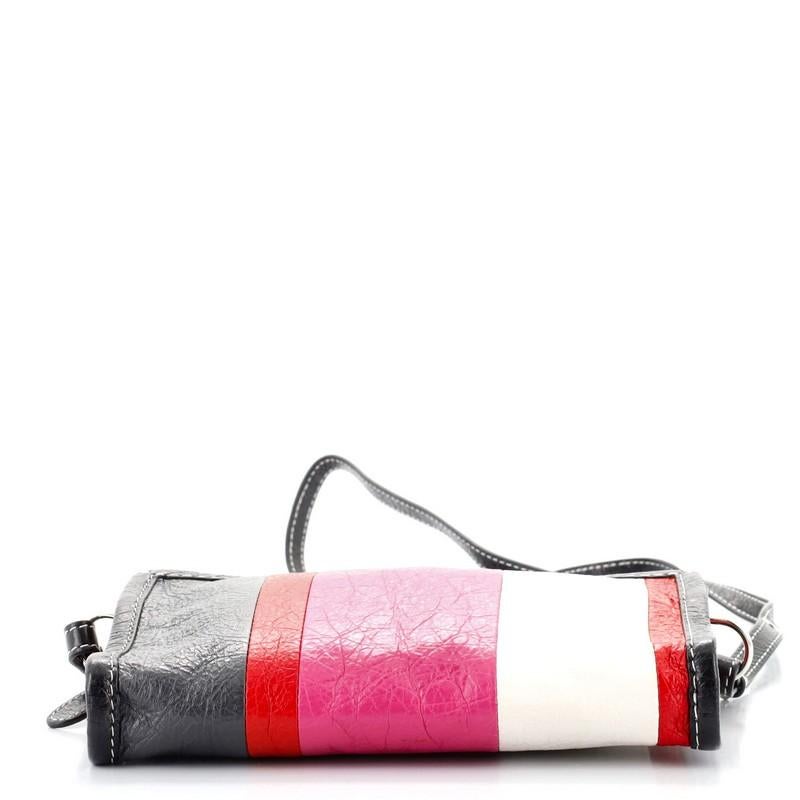Pink Balenciaga Bazar Crossbody Bag Striped Leather