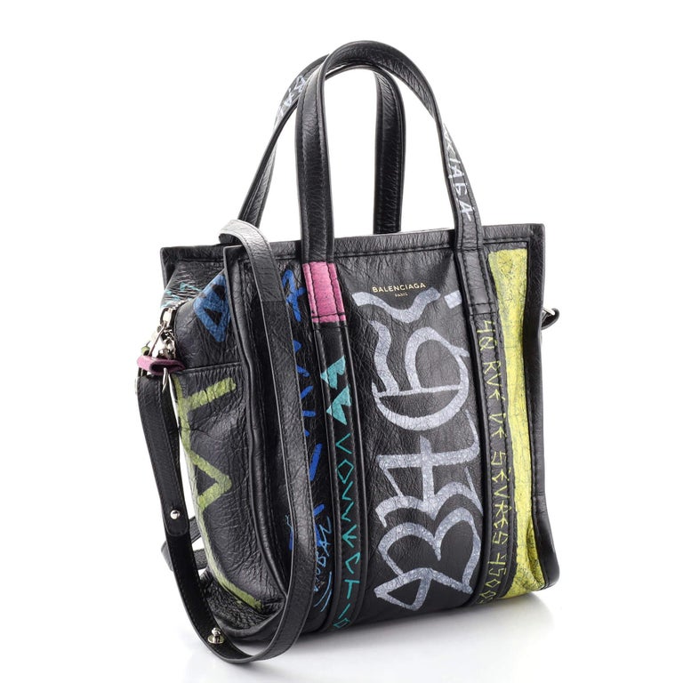 Balenciaga Bazar Graffiti Convertible Tote Leather XS at 1stDibs