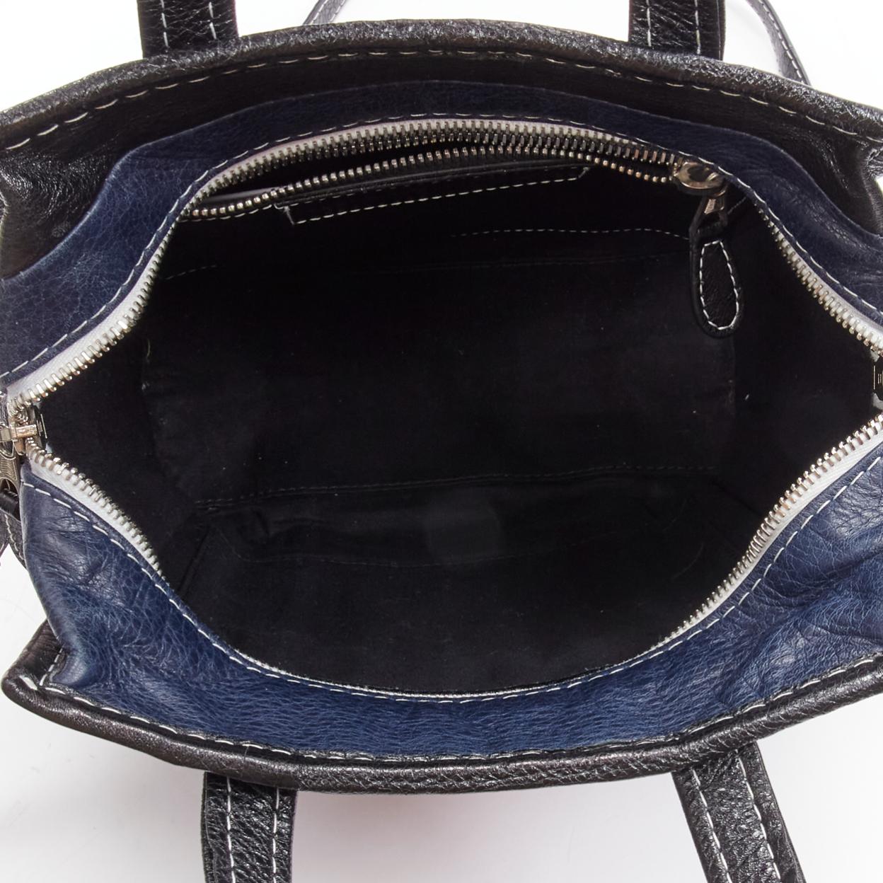BALENCIAGA Bazar navy red striped leather top handle crossbody bag For Sale 5
