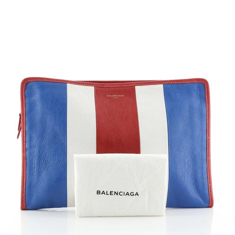 Balenciaga Bazar Pouch Striped Leather For Sale at 1stdibs