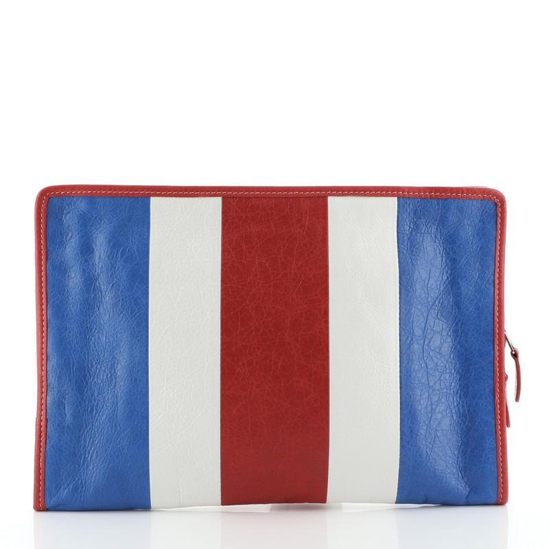 Balenciaga Bazar Pouch Striped Leather In Good Condition In NY, NY