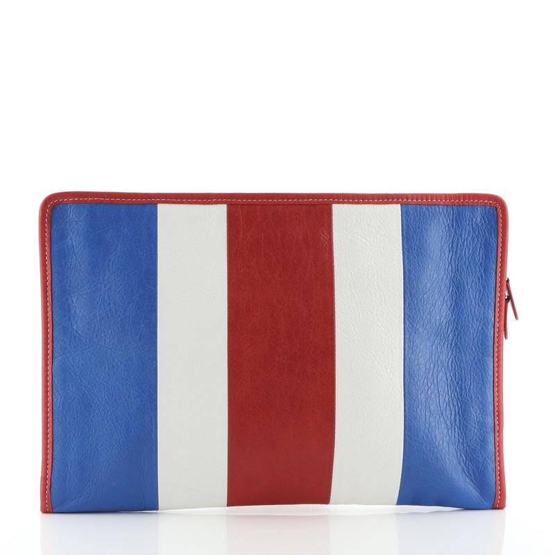 Balenciaga Bazar Pouch Striped Leather In Good Condition In NY, NY