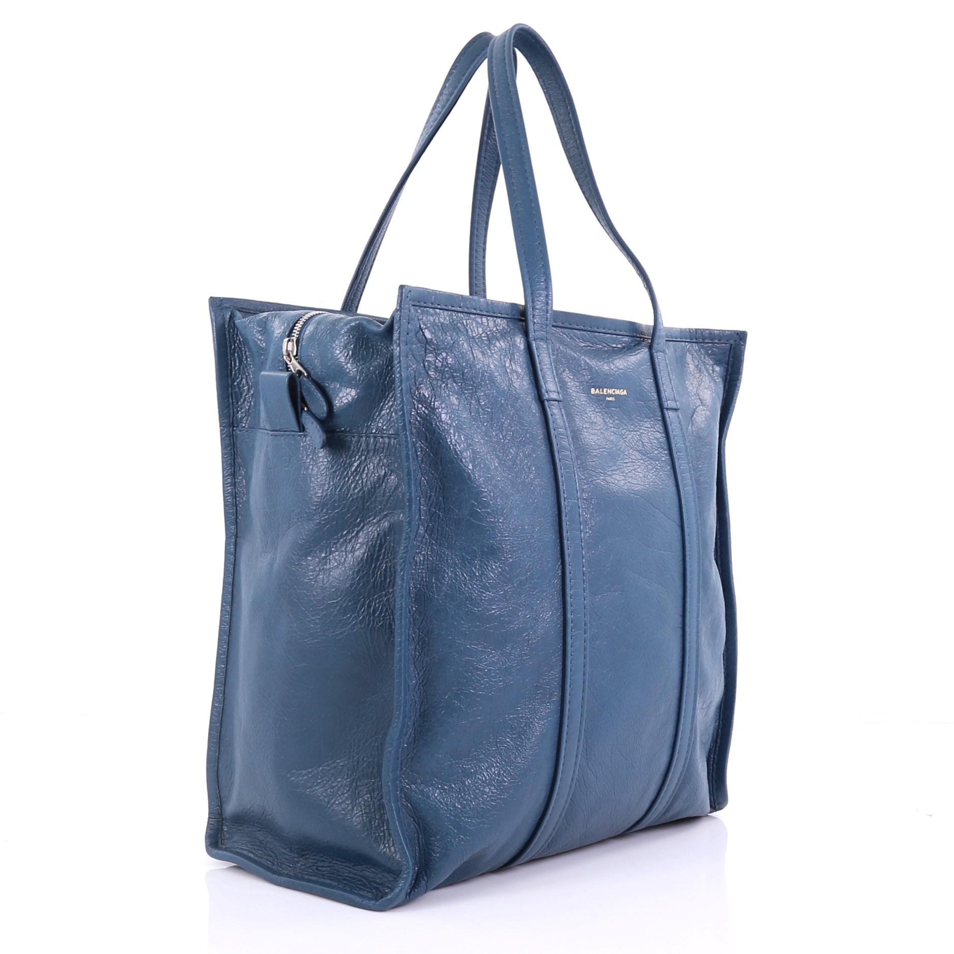 Blue Balenciaga Bazar Tote Leather Medium