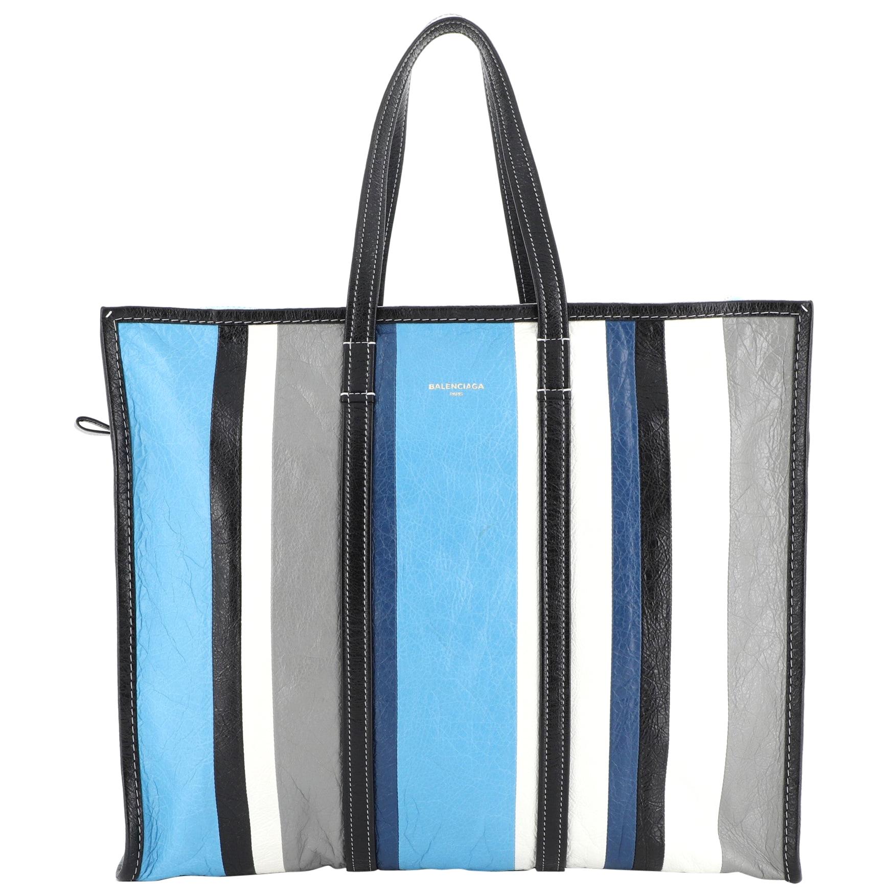 Balenciaga Bazar Tote Striped Leather Large