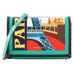 Balenciaga Bazar Wallet on Chain Printed Leather