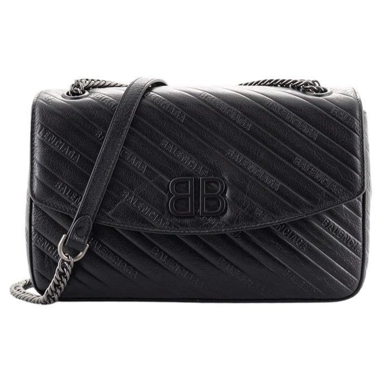 Balenciaga BB Chain Round Shoulder Bag Embossed Leather Medium at 1stDibs