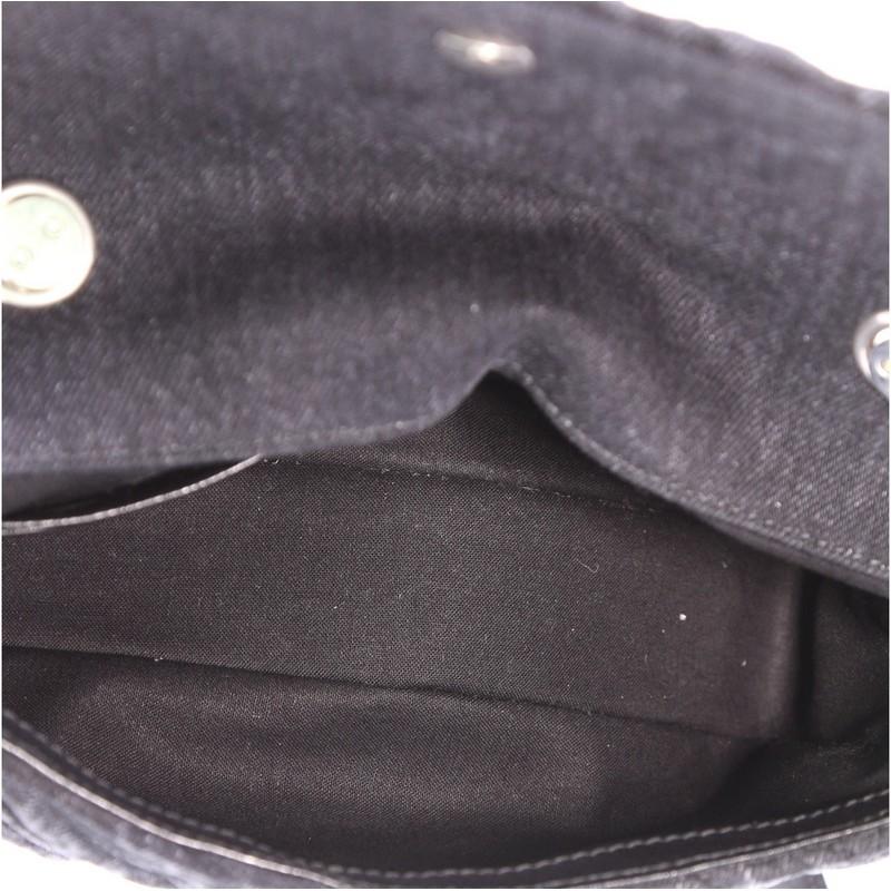 Black Balenciaga BB Chain Round Shoulder Bag Quilted Denim Small
