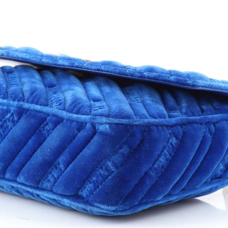 Blue Balenciaga BB Chain Round Shoulder Bag Quilted Velvet Small
