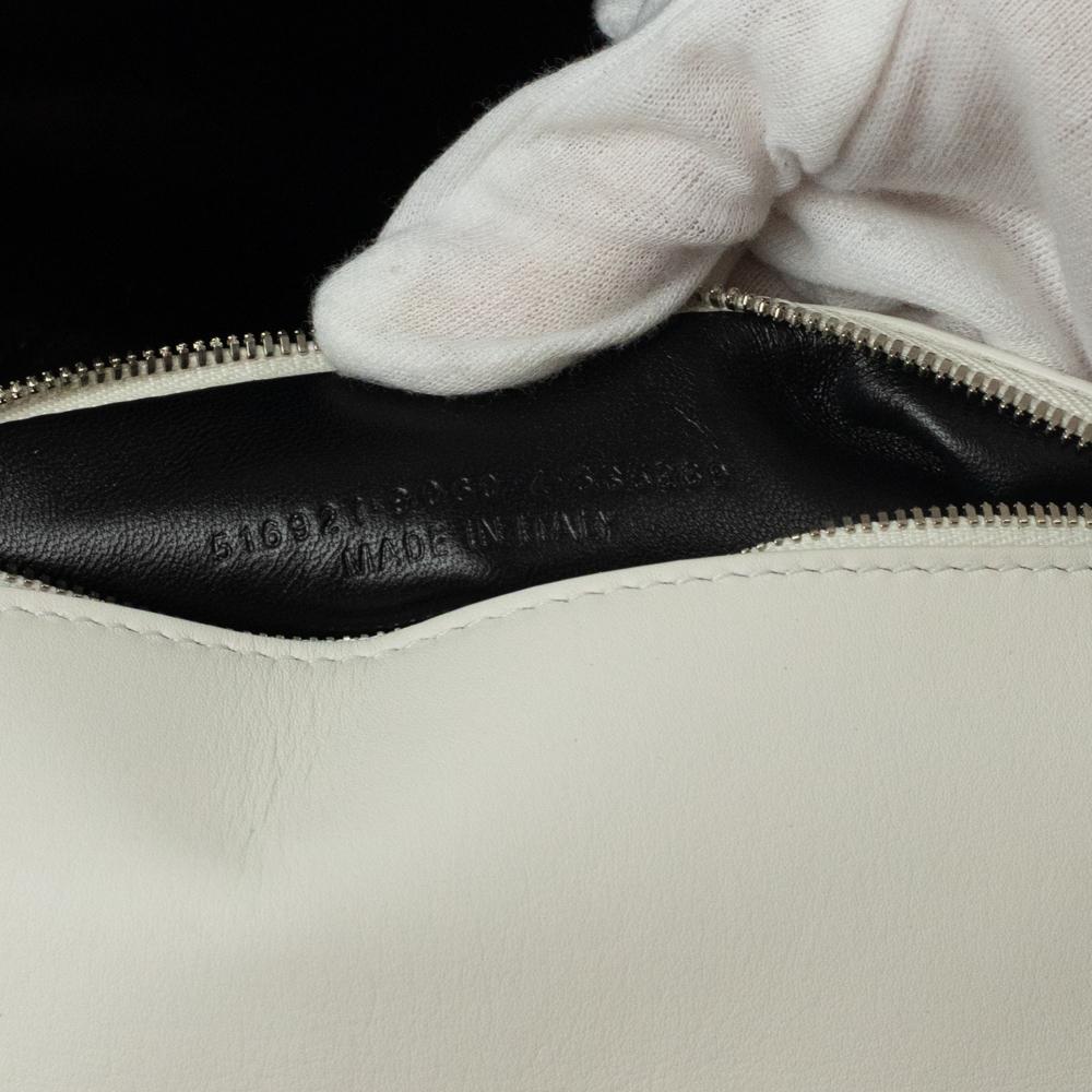 Gray BALENCIAGA Bb chain Shoulder bag in White Leather