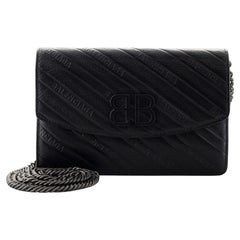 Balenciaga BB Chain Wallet Embossed Leather