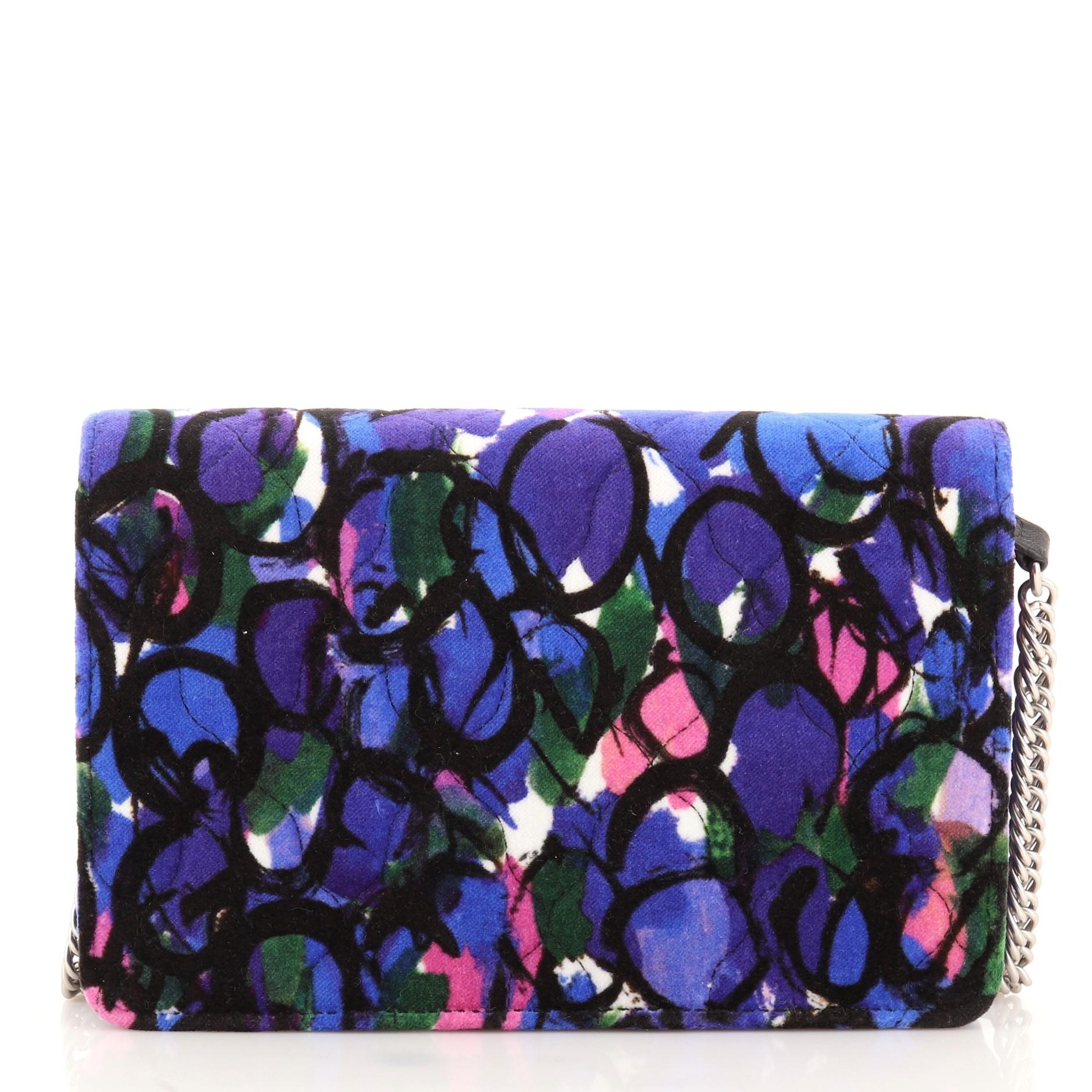 Balenciaga BB Chain Wallet Quilted Printed Velvet In Good Condition In NY, NY