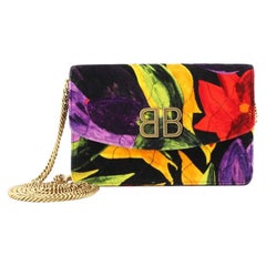 Balenciaga BB Chain Wallet Quilted Printed Velvet