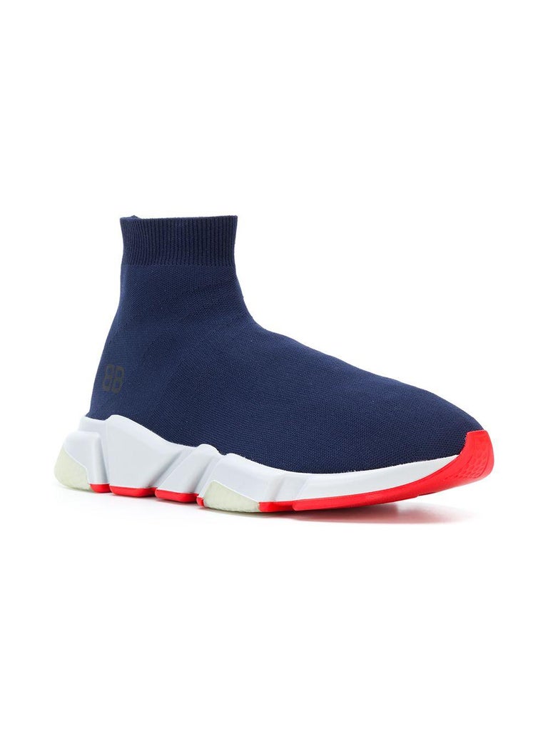 Balenciaga BB Men's Speed Mid-top Trainer Sock Sneakers Blue and Orange ...