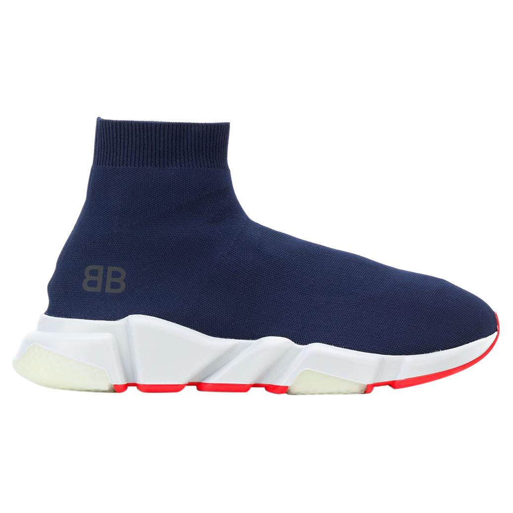 Balenciaga BB Men's Speed Mid-top Trainer Sock Sneakers Blue and Orange at  1stDibs