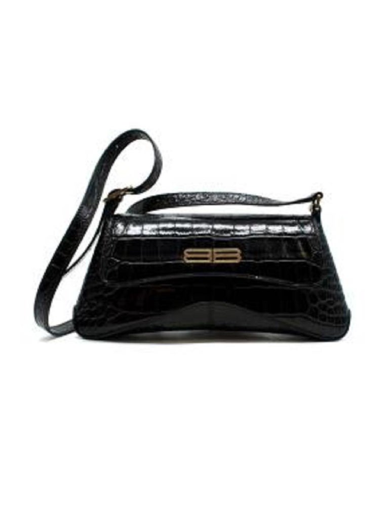 Balenciaga BBplaque crocodileeffect leather handbag For Sale at 1stDibs