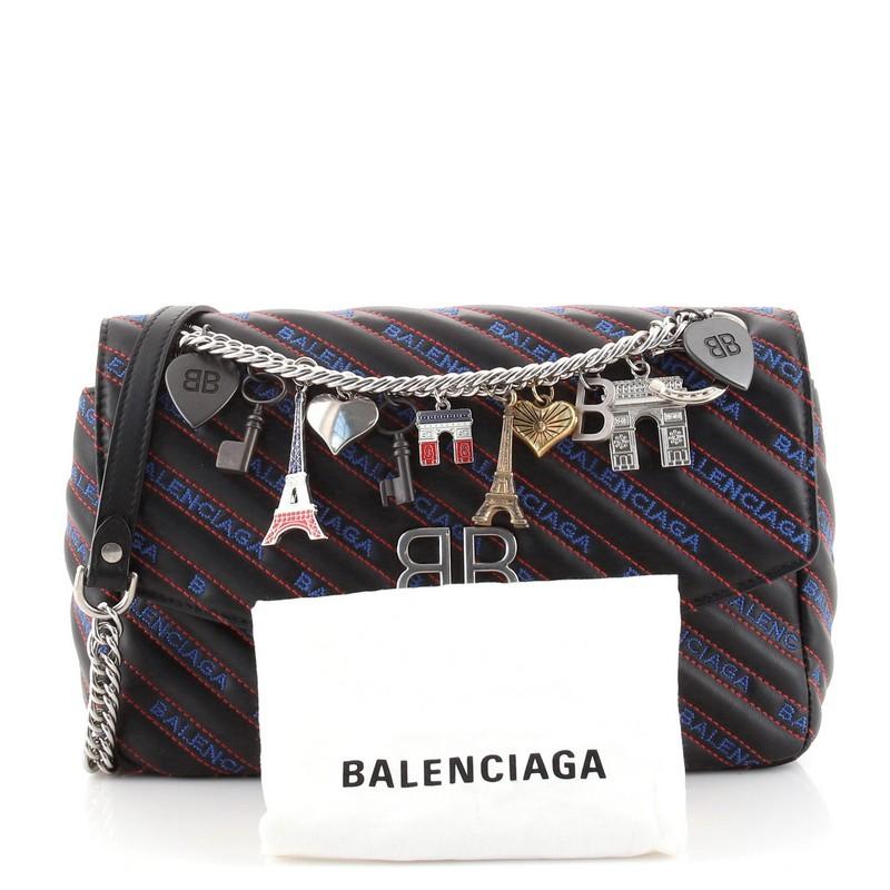Balenciaga BB Souvenir Chain Round Shoulder Bag Quilted Embroidered at  1stDibs