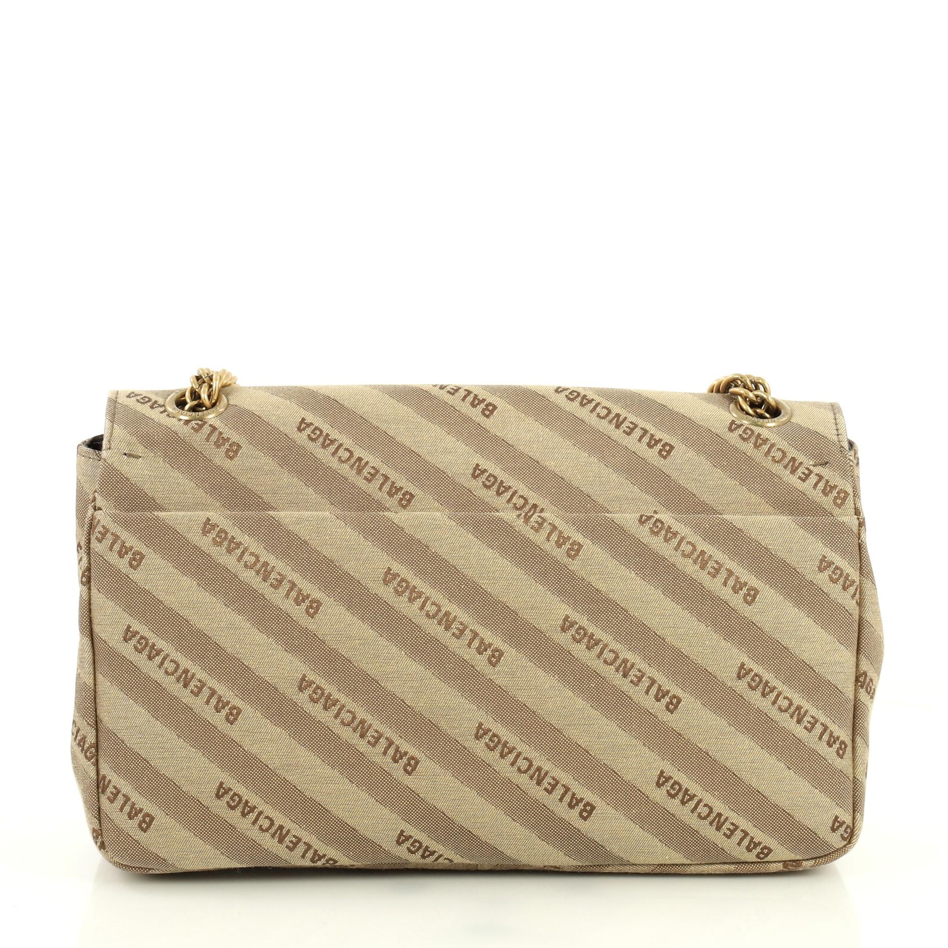Balenciaga BB Souvenir Chain Round Shoulder Bag Quilted Embroidered Jacquard M In Excellent Condition In NY, NY