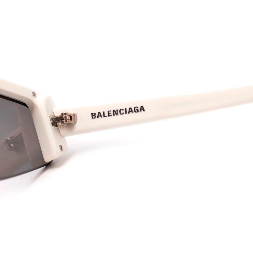 Women's Balenciaga BB0003S Angular Silver Lens Sunglasses For Sale