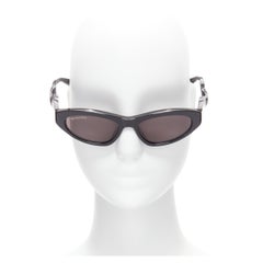 BALENCIAGA BB0207S black logo twist temple oval cat eye sunglasses