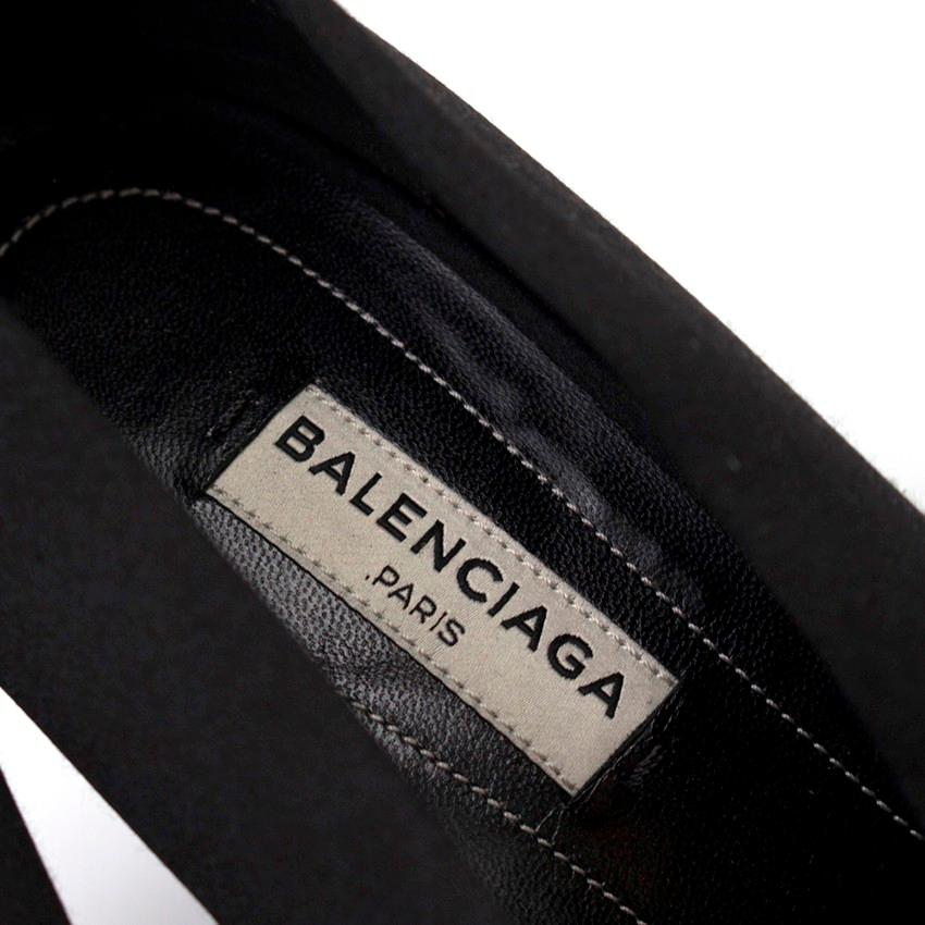 Black Balenciaga Beaded Satin Peep-toe Pumps 38.5 For Sale