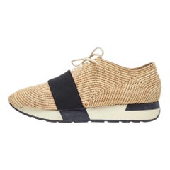 Balenciaga Beige/Black Jute Race Runner Low Top Sneakers Size 37