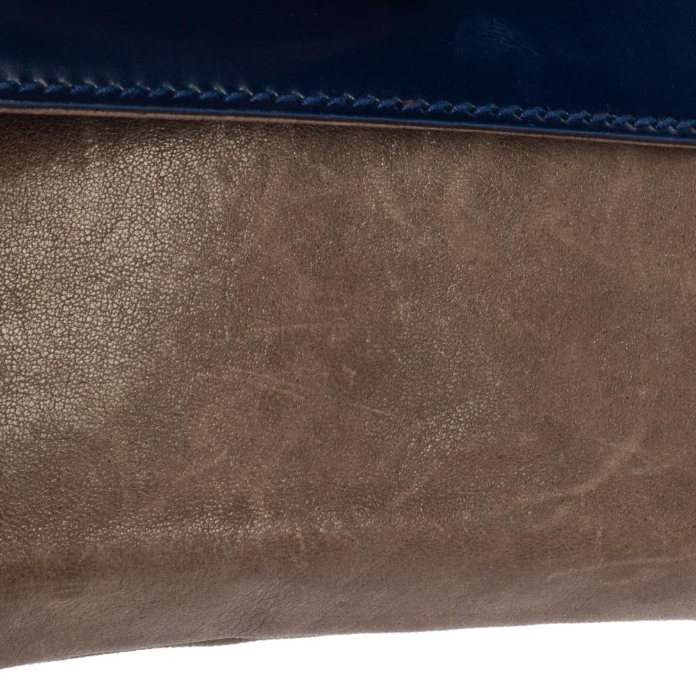 Balenciaga Beige/Blue Leather Luna Clutch 3