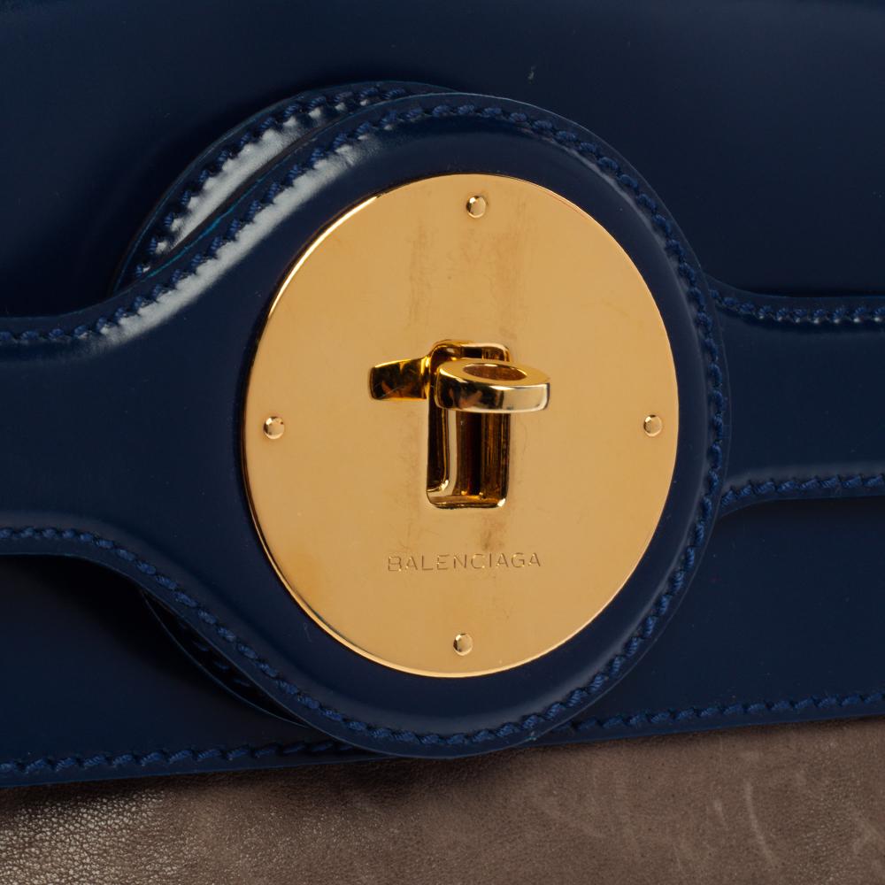 Balenciaga Beige/Blue Leather Luna Clutch 6