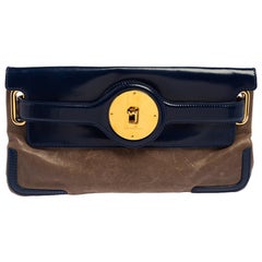 Balenciaga Beige/Blue Leather Luna Clutch