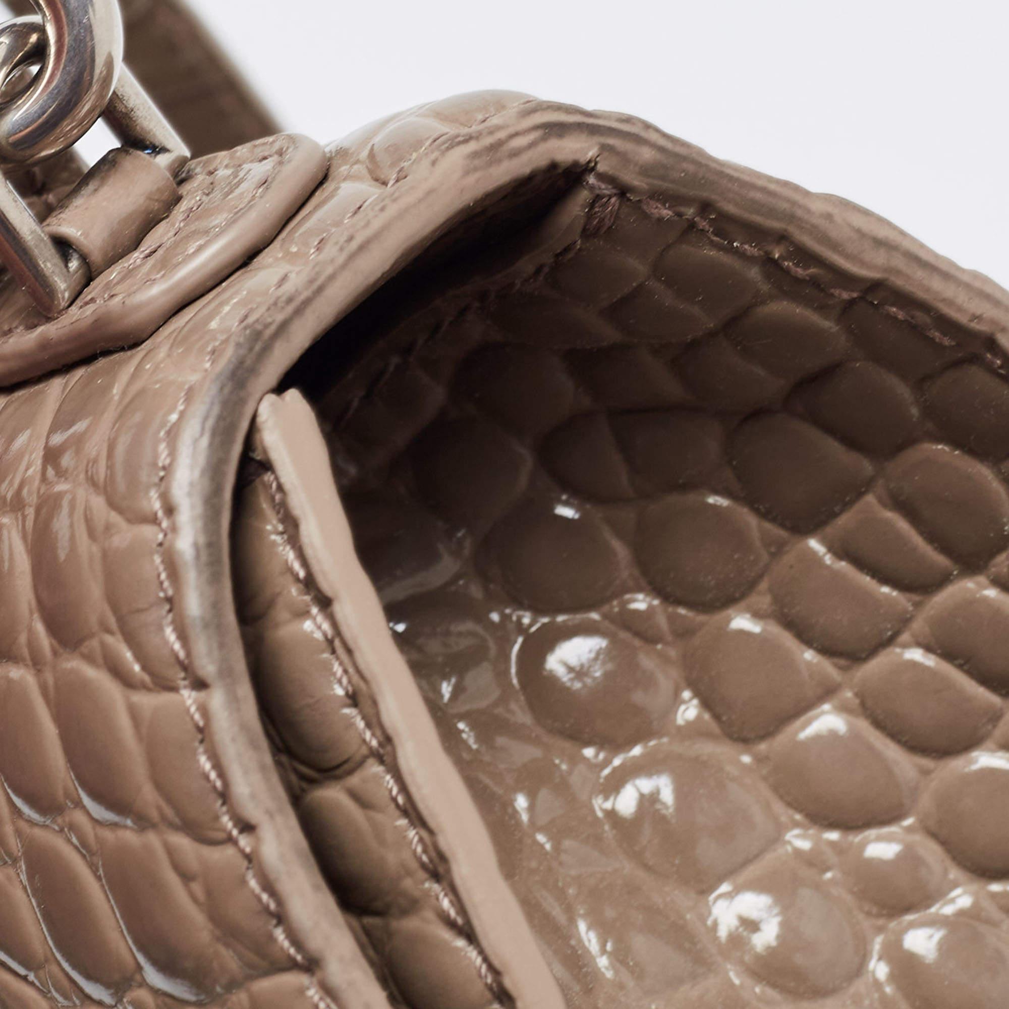 Balenciaga Beige Croc Embossed Leather Small Hourglass Top Handle Bag 6