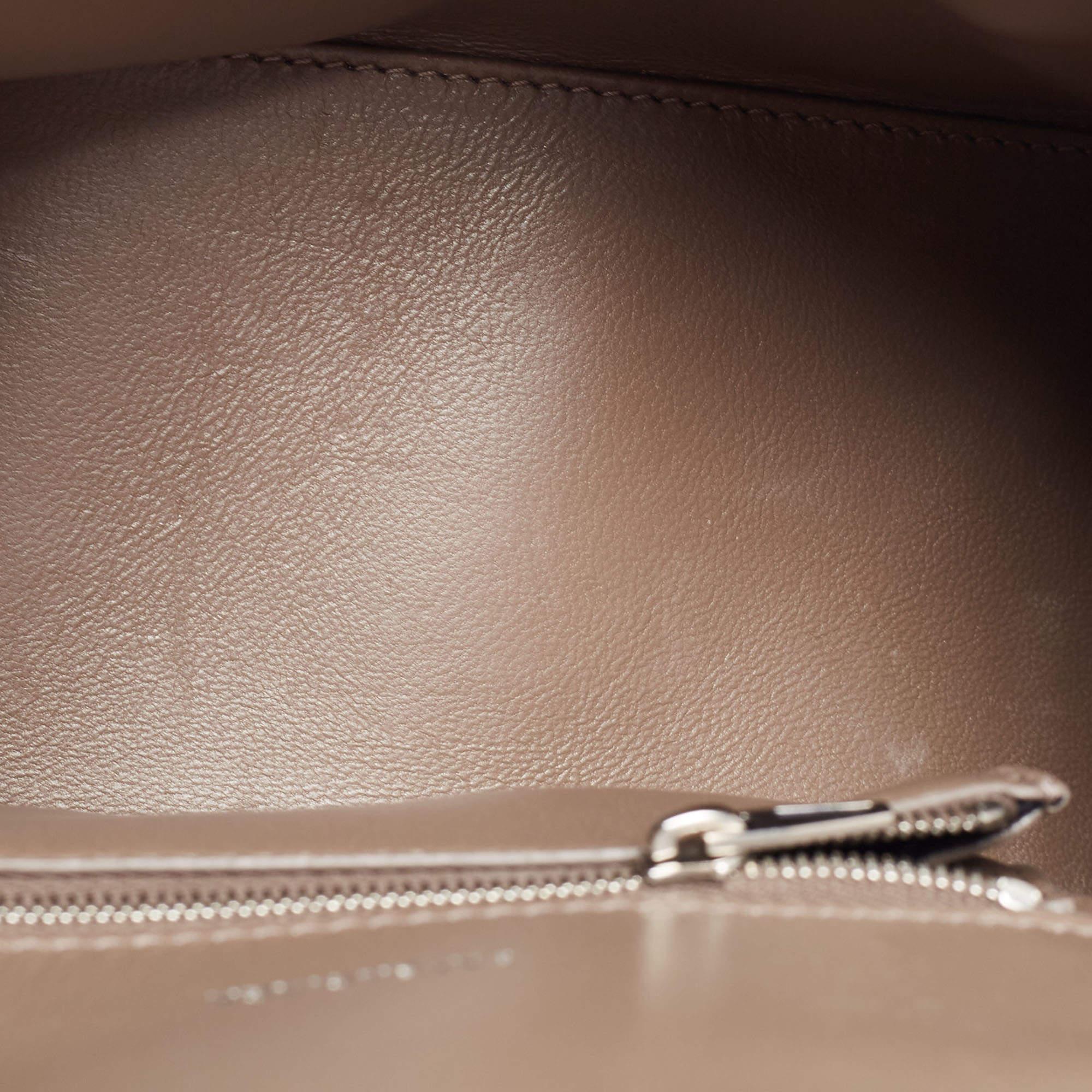 Balenciaga Beige Croc Embossed Leather Small Hourglass Top Handle Bag 2
