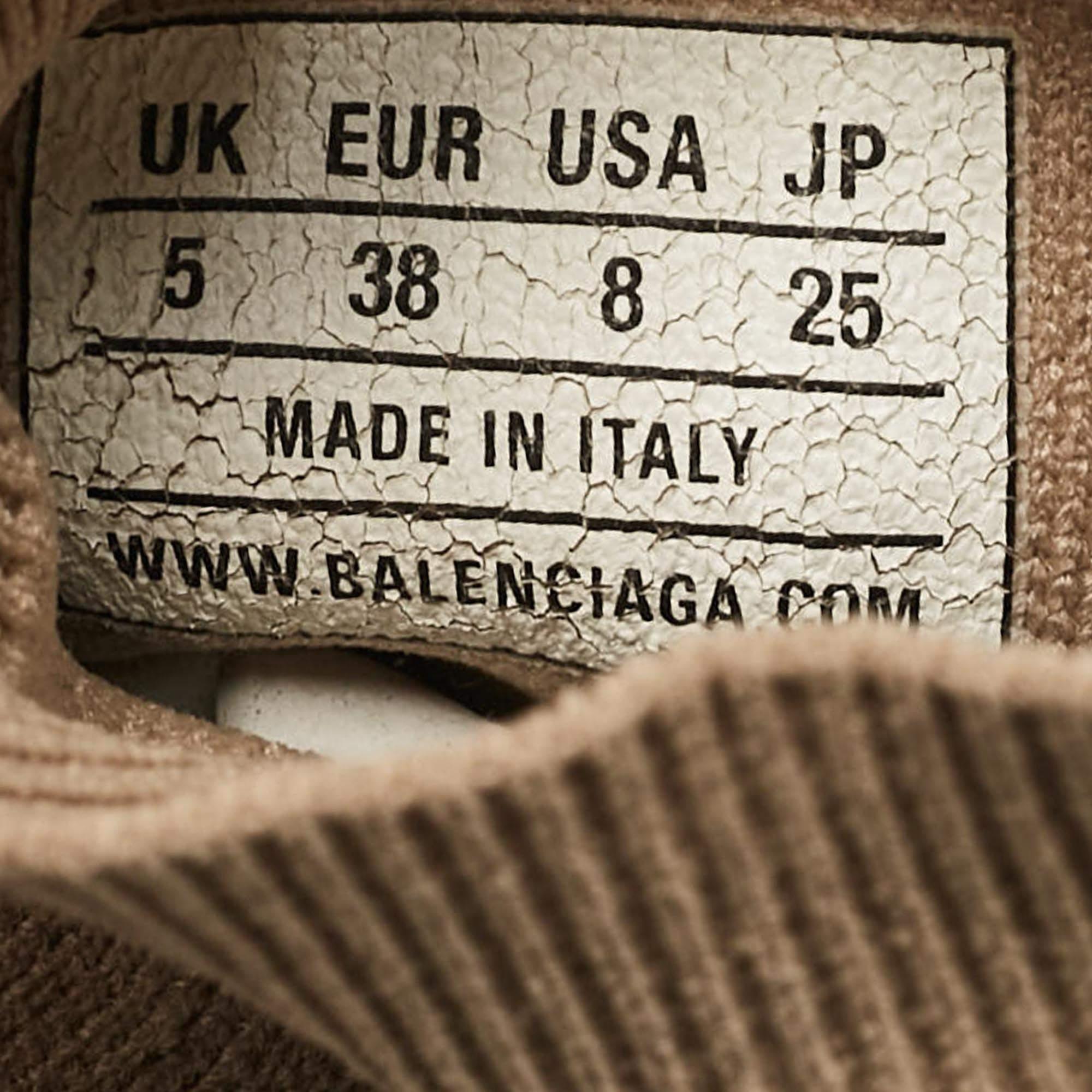 Balenciaga Beige Knit Fabric Speed High Top Sneakers Size 38 For Sale 3