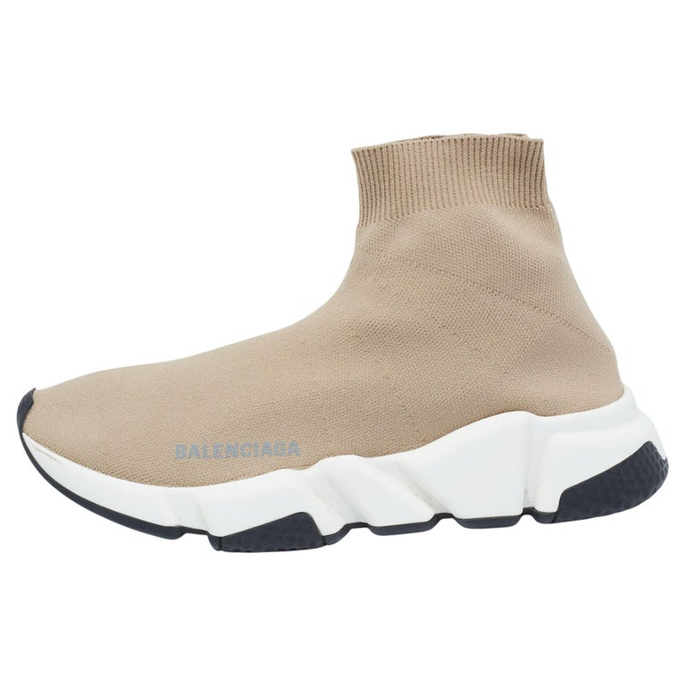 Balenciaga Beige Knit Fabric Speed Trainer High-Top Sneakers Size 37 at  1stDibs