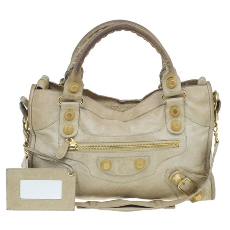 Balenciaga Beige Lambskin Classic City Tote