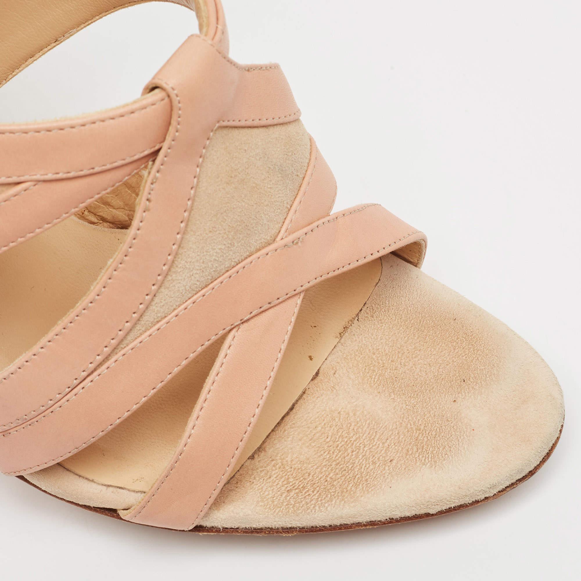 Balenciaga - Sandales à lanières en cuir et daim beige, taille 38 en vente 2