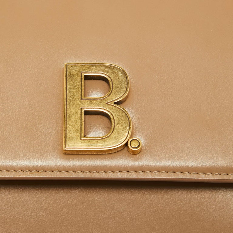 Balenciaga Beige Leather B Logo Crossbody Bag For Sale at 1stDibs